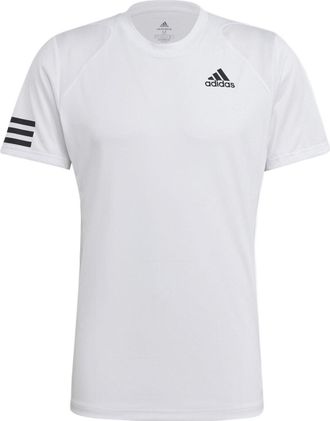 adidas Stripe Round Neck Pullover Logo Printing Solid Color Short Sleeve White GL5401