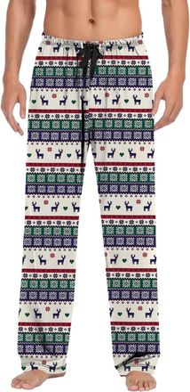 Generic Christmas Pyjama Bottoms for Men Printed Winter Comfy Soft Sleepwear Trousers Elasticated Waist Drawstring Nightwear Loungewear Jogging Sleepwear Loun