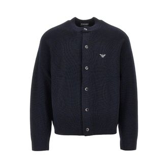 Emporio Armani Wool and cotton crewneck cardigan Man XL