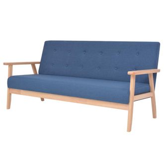 vidaXL Divano A 3 Posti In Tessuto Blu - Vidaxl
