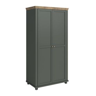 Petits Meubles Armario de 2 puertas paneles laminados verde y madera