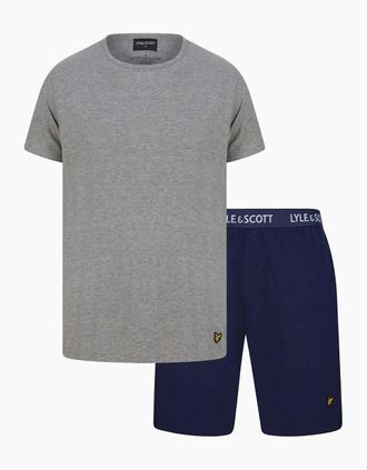 Lyle & Scott Lyle And Scott Mens Charlie T-Shirt & Shorts Lounge Set, Peacoat / Grey Marl - Size: 33/32/32