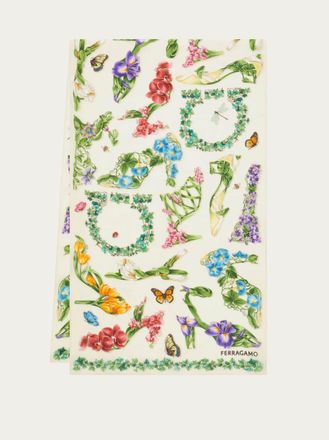Ferragamo Women Eden shoes print silk scarf Blue