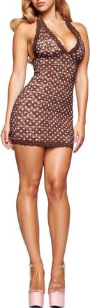 I.AM.GIA Gem Polka Dot Lace Body-Con Minidress in Brown/pink Polka Dots at Nordstrom, Size Xx-Small