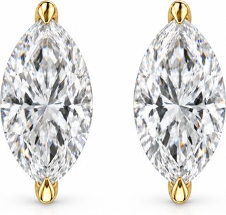 House of Brilliance 14K Gold Lab Grown Marquise Diamond Solitaire Stud Earrings