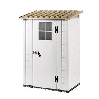 Shires Tuscany Evo 4 x 26 100 Plastic Garden Storage Shed Single door in White
