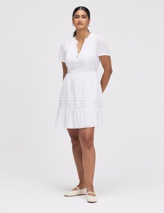 Finery Cotton Voile Short Dress in White at Nordstrom, Size 14