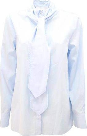 Dondup Cf 0200D Strik-Hals Blouse - Dames - Blouses - Blauw - M - Katoen - Overhemden