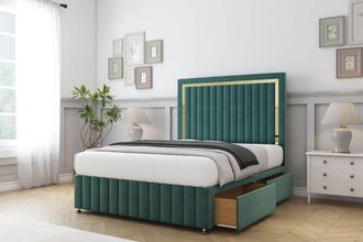 Comfort Beds Boston Gold Plush Divan Base 2 Drawers - 26 Headboard-Footboard in Emerald | Size: Super King