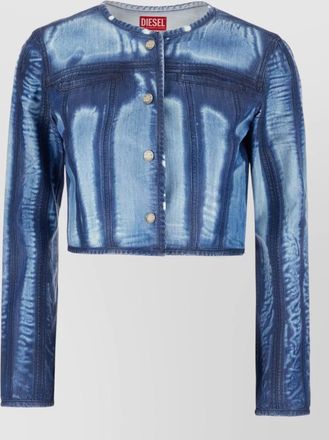 Diesel cropped lyocell jacket long sleeves denim texture