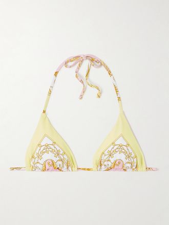 Versace Top Bikini A Triangolo Stampato - Giallo