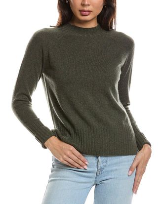 Fort&eacute; Cashmere Hi Low Rib Trim Funnel Neck Cashmere Sweater