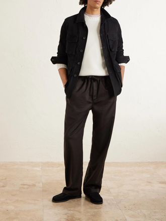 Saman Amel Straight-Leg Cashmere Drawstring Trousers