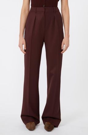 Max Mara Pleated Virgin Wool Twill Pants in Cherry at Nordstrom, Size 10