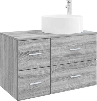 vidaXL Juego De Muebles De Ba&ntilde;o 2 Uds. Sonoma Gris Vidaxl