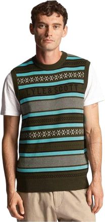 Lyle & Scott Gebreid herenhemd met normale pasvorm (Olijf)