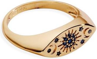 Alex and Ani Evil Eye Signet Ring in Gold Blue at Nordstrom, Size 7