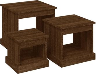 vidaXL Mesas De Centro 3 Uds Madera De Ingenier&iacute;a Marr&oacute;n Roble Vidaxl