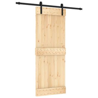 vidaXL Puerta Corredera Natural Y Negro 80 X 210 Cm Vidaxl