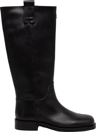Patrizia Pepe Natural Leather Mid-Calf Boots with Side Zipper and Square Toe