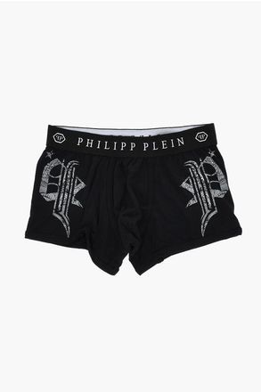 Philipp Plein Cotton-Blend Boxer GOTHIK PLEIN With Monogram Print size S
