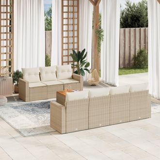 vidaXL Vidaxl - Juego De Sof&aacute;s De Jard&iacute;n Con Cojines Beige 8 Pzas Rat&aacute;n Pe