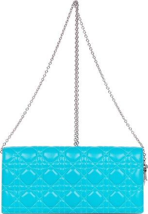 Dior Blue Cannage Leather Lady Dior Chain Clutch (Authentic Pre-Loved)
