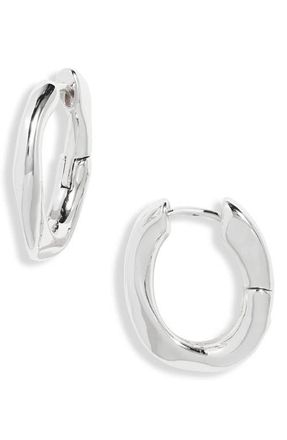 Open Edit Curb Link Hoop Earrings in Silver at Nordstrom