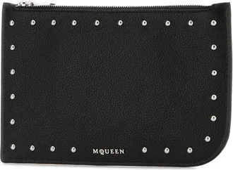 Alexander McQueen Mens Pouch Wallet Black Leather