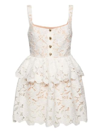 Self Portrait frill button-detail mini dress - White