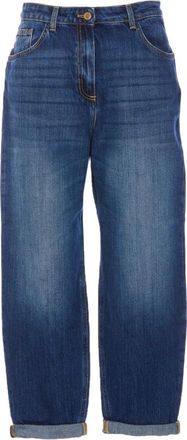 Elisabetta Franchi Denim Jeans met Knoopsluiting aan de Voorkant - Dames - Regular Fit Jeans - Blauw - W29 - Denim - Jeans