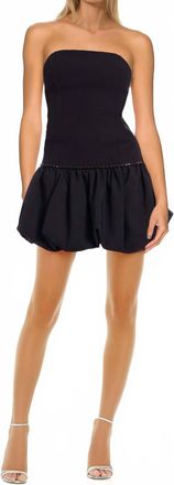 Badgley Mischka Delaney Strapless Bubble Hem Mini Dress In Black