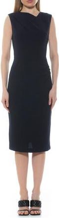 Alexia Admor Diane Asymmetric Sleeveless Midi Sheath Dress in Navy at Nordstrom Rack, Size X-Small