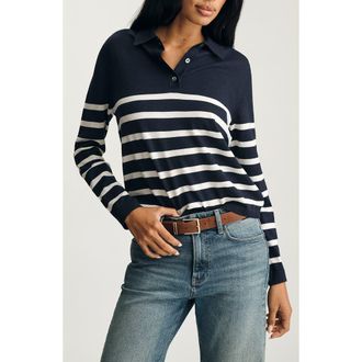 Mavi Stripe Wool Polo Sweater in Navy Blazer Stripe at Nordstrom, Size Medium