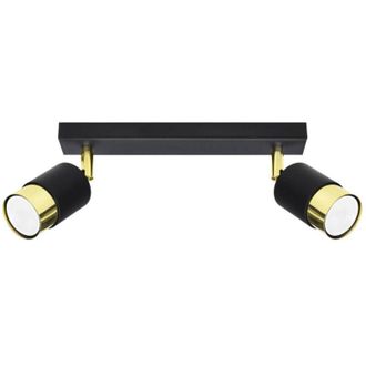 GreenIce Greenice - Sollux Lighting Nero Foco De Techo Twin, Negro/dorado, 2x Gu10