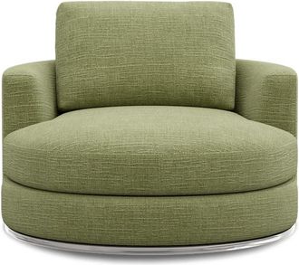 Castlery Hamilton Swivel Armchair 39.4 Customized, (Washed Chenille) Moss, Spill Resistant, 360-&deg; Swivel for Green