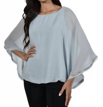 Frank Lyman Design Rhinestone Chifffon Top In Blue