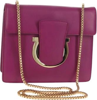 Ferragamo Pre-owned Leather Shoulder Bag - Dames - Vintage Schoudertas - Paars - ONE Size - Leer - Vintage