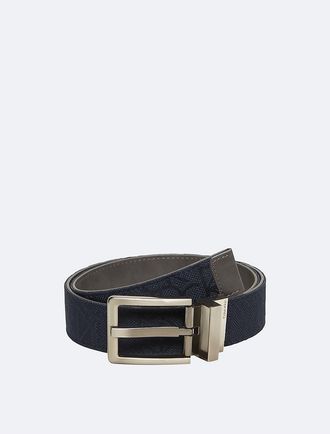 Calvin Klein Mens Caleb Logo Reversible Belt - Dark Blue - XL