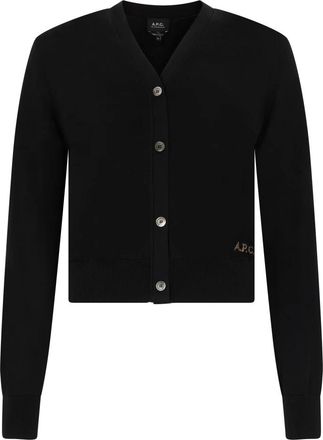 A.P.C. Crop Cardigan van Katoen - Dames - Vesten - Zwart - M - Katoen - Truien & Vesten