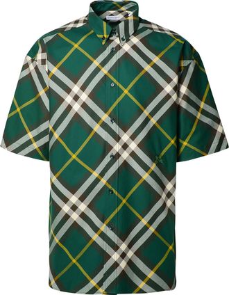 Burberry Check Motif Green Shirt