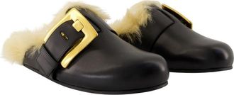 Balmain Womens Anthem Slipper Black Calfskin