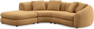 Castlery Fable Single Arm Sectional Sofa Left Facing Customized, (Washed Chenille) Caramel, Machine Washable, Ultra Deep Seats for Sofas, Brown, Castlery