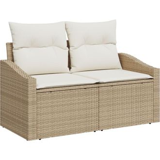 vidaXL Conjunto De Sof&aacute; De Jard&iacute;n Con Coj&iacute;n 5 Pcs Beige Polirat&aacute;n Vidaxl