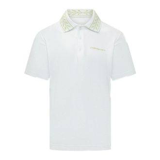 Casablanca Polo Shirts, male, White, Size: S Embroidered Logo Polo Shirt