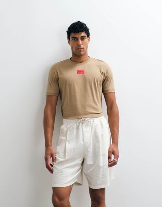 HUGO BOSS HUGO Red - Diragolino - T-shirt beige con logo-Neutro