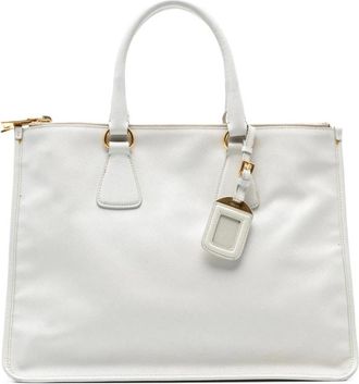 Prada Pre-owned Tote Bags, female, White, Size: ONE SIZE Pre-owned Structured Top Handle Bag