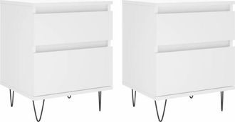 vidaXL Vidaxl - Mesitas De Noche 2 Uds Madera De Ingenier&iacute;a Blanco 40x35x50 Cm