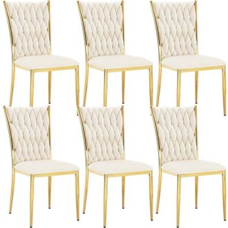 Woltu Woltu Juego De 6 Sillas De Comedor De Dise&ntilde;o Moderno Terciopelo Beige