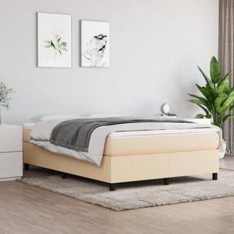 vidaXL Cama Sin Colch&oacute;n Tela Color Crema 140x190 Cm Vidaxl